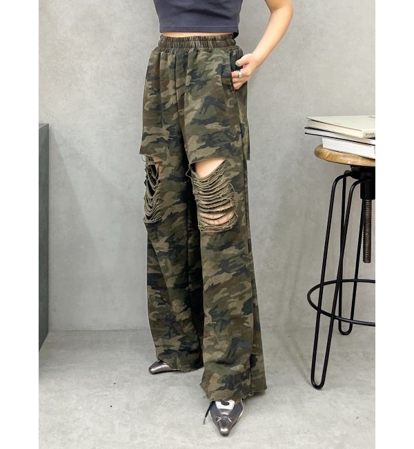 EVRIS「ハードダメージカモフラスウェットパンツ」|その他|