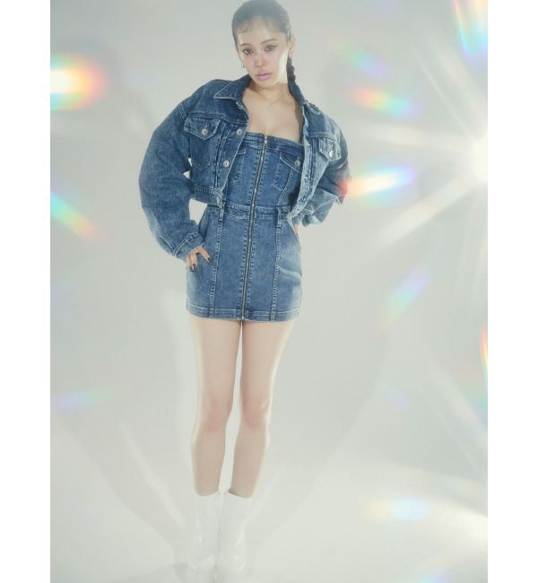 GYDA「フロントZIPタイトデニムワンピース」|ワンピース|