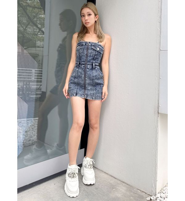 GYDA「フロントZIPタイトデニムワンピース」|ワンピース|