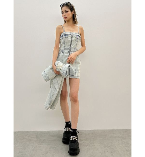 GYDA「フロントZIPタイトデニムワンピース」|ワンピース|