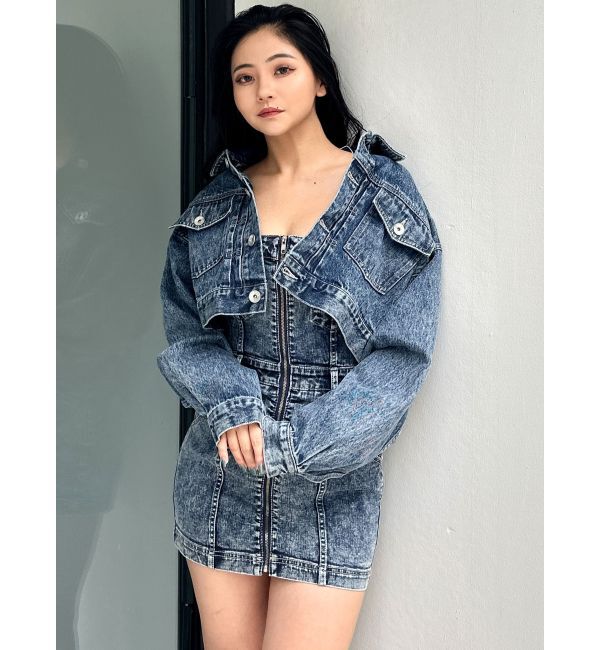 GYDA「フロントZIPタイトデニムワンピース」|ワンピース|