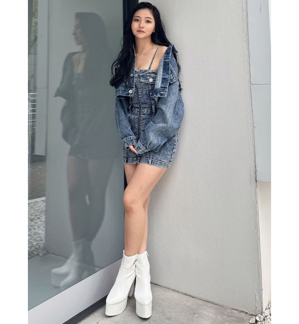 GYDA「フロントZIPタイトデニムワンピース」|ワンピース|