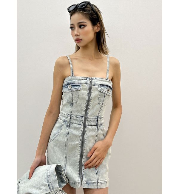 GYDA「フロントZIPタイトデニムワンピース」|ワンピース|