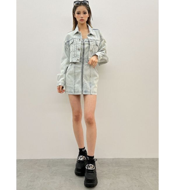 GYDA「フロントZIPタイトデニムワンピース」|ワンピース|