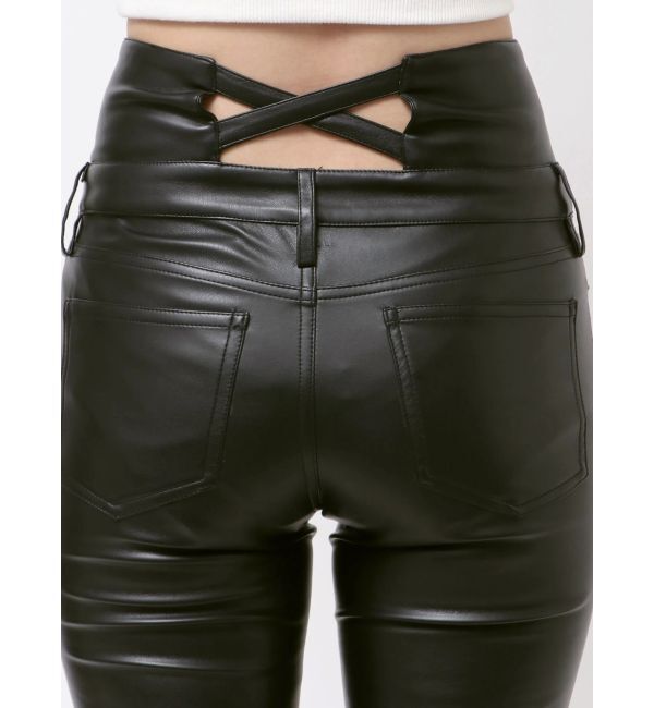 GYDA「ハイウエストBACKクロスフェイクレザーパンツ」|その他|