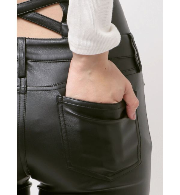 GYDA「ハイウエストBACKクロスフェイクレザーパンツ」|その他|