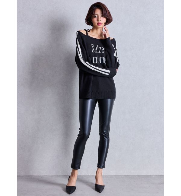 GYDA「ハイウエストBACKクロスフェイクレザーパンツ」|その他|