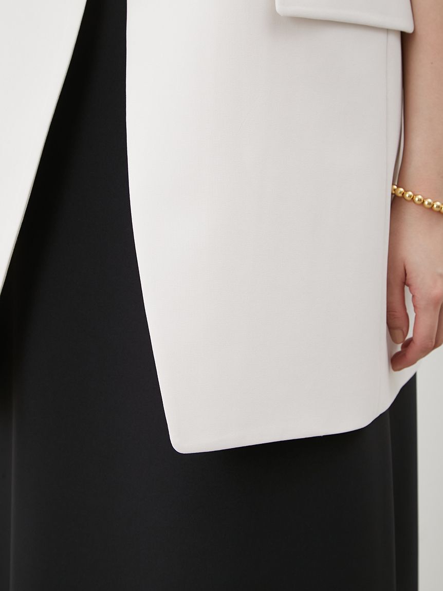 Mila Owen「ソリッドノーカラーロングベスト」|ダウンベスト・ベスト|