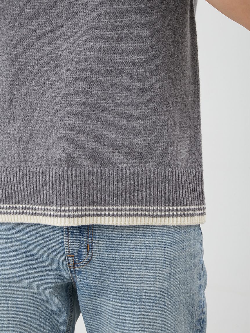 Mila Owen「配色ラインミドルゲージハーフスリーブニット」|ニット・セーター|