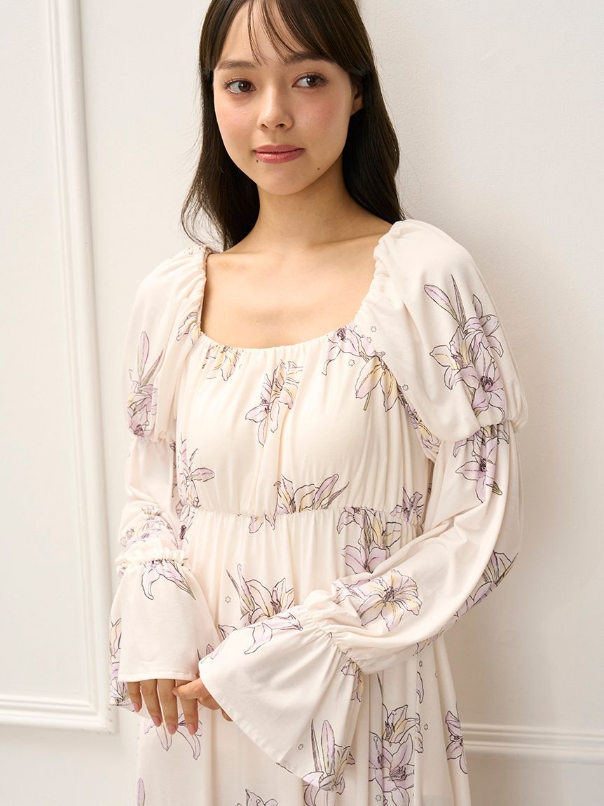 gelato pique「【MUCHA】リリー柄カップインワンピース」|ルームウェア|