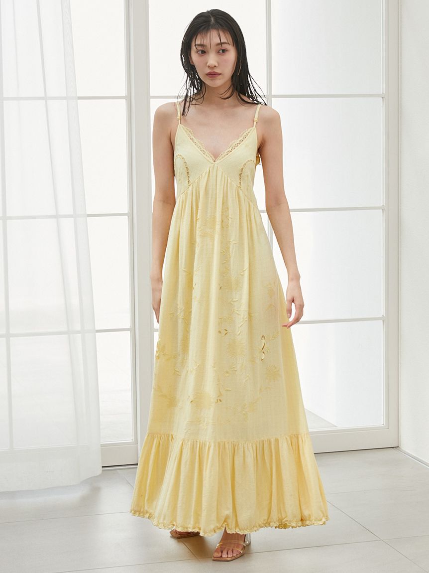 SNIDEL「フラワーエンブロイダリーマキシワンピース」|ワンピース|