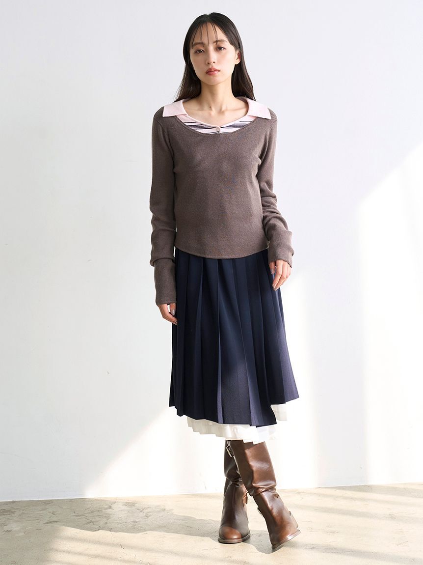 SNIDEL「プリーツレイヤードミディスカート【カンヘウォン着用】」|スカート|