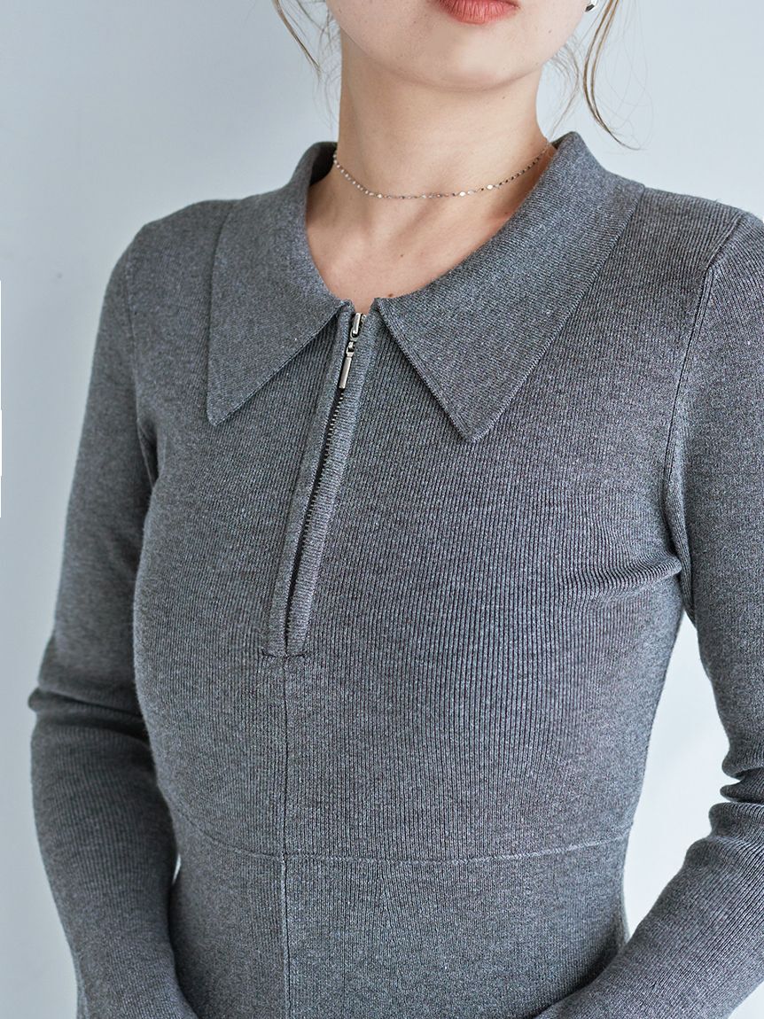 SNIDEL「Sustainableスキッパーニットワンピース」|ワンピース|