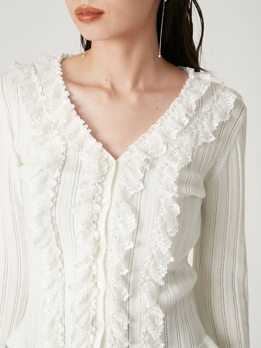 FRAY I.D「フリルレースコンビニットカーデ」|カーディガン|