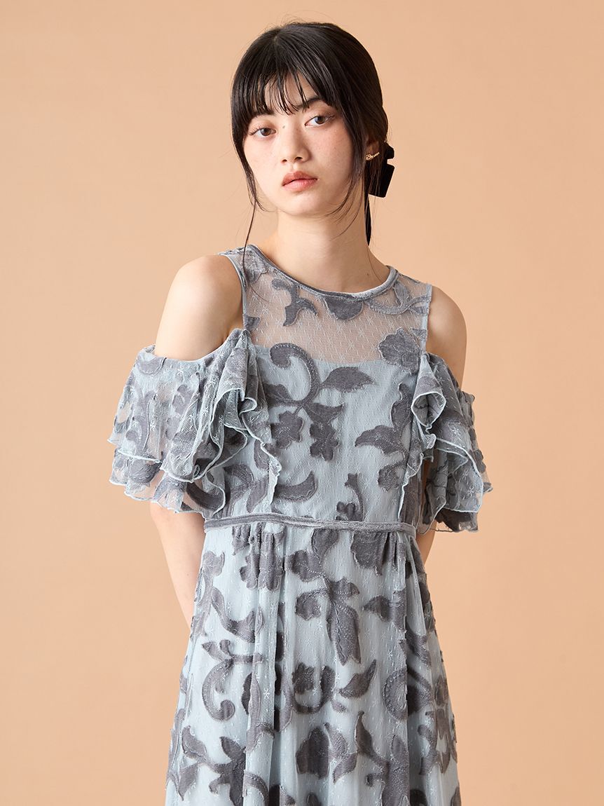 LILY BROWN「オーナメント2wayベロアドレス」|ドレス|