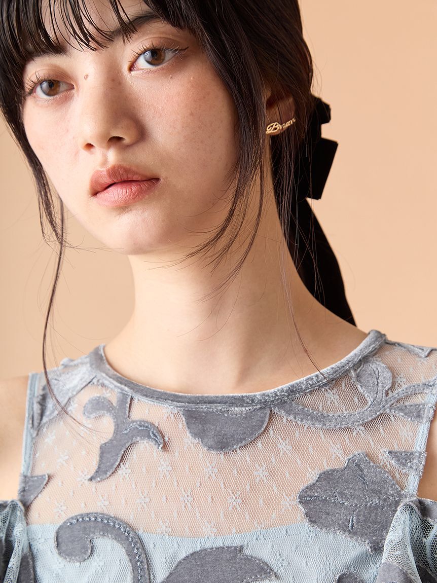 LILY BROWN「オーナメント2wayベロアドレス」|ドレス|