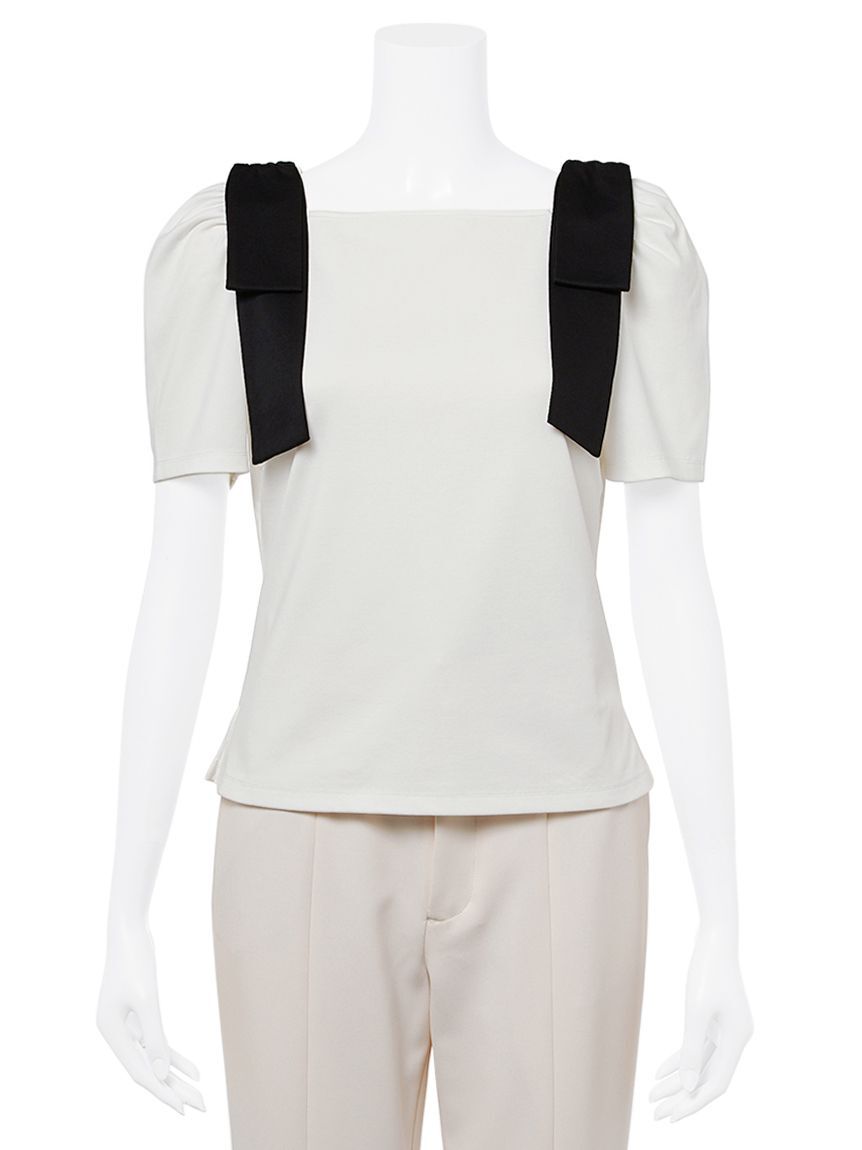 CELFORD「ショルダーリボンハーフスリーブカットトップス」|Tシャツ・カットソー|