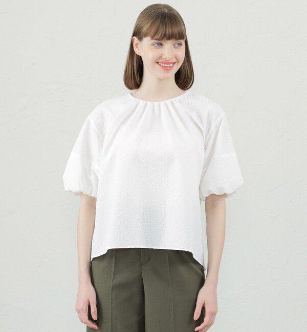 MACKINTOSH PHILOSOPHY「メッシュサッカーブラウス」|シャツ・ブラウス|オフホワイト