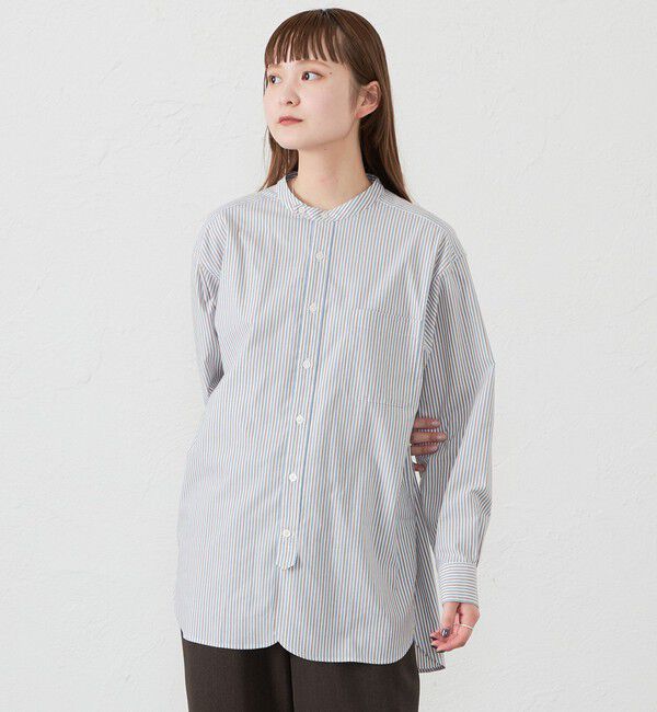 MACKINTOSH PHILOSOPHY「GREY LABEL バンドカラーパターンドシャツ」|シャツ・ブラウス|ブルー