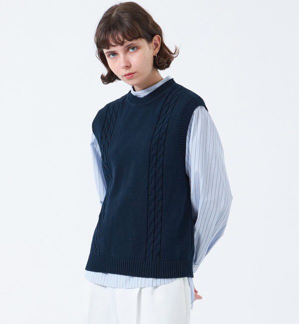 MACKINTOSH PHILOSOPHY「ケーブルベスト」|ニット・セーター|ネイビー