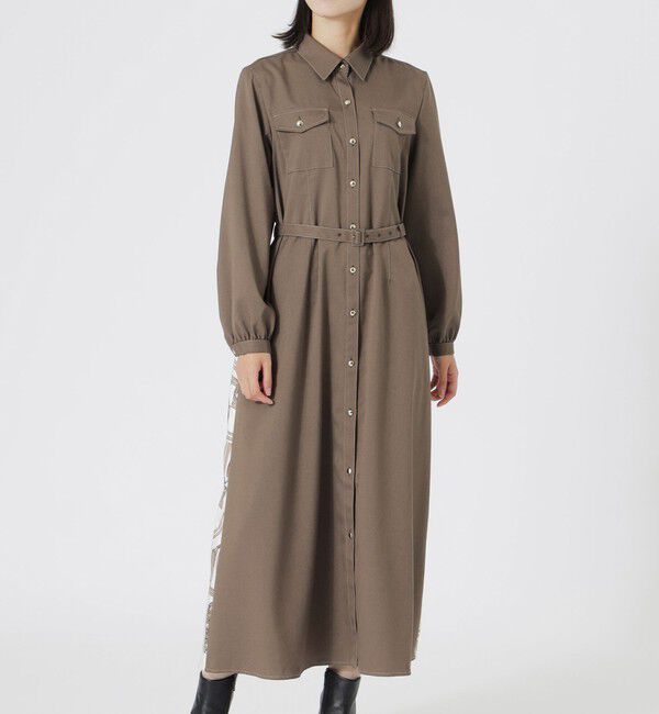  「バックスカーフシャツワンピース」|ワンピース|