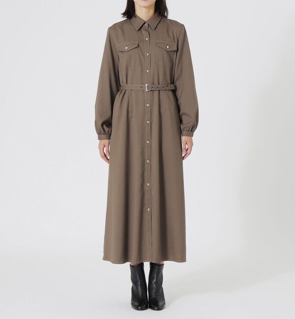  「バックスカーフシャツワンピース」|ワンピース|