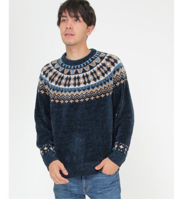 ikka「球心柄モールクルーニット」|ニット・セーター|ネイビー