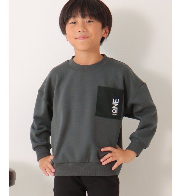 ikka kids「ダンボールプリントポケ付きトレーナー（120~160cm）」|Tシャツ・カットソー|チャコール