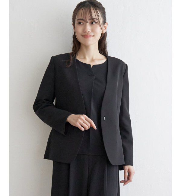 IKKA LOUNGE「【洗濯機で洗える／セットアップ対応】ウォッシャブルVネックジャケット」|その他|ブラック