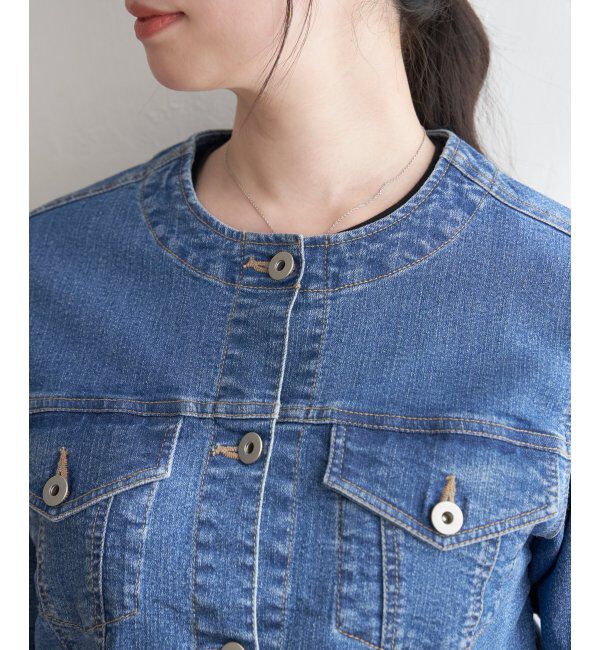 ikka「ストレッチノーカラーデニムGジャン」|その他|