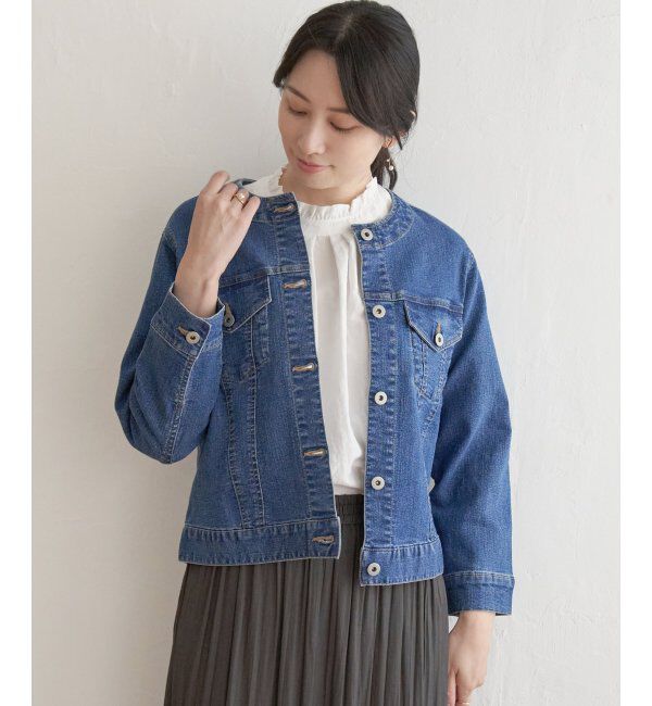 ikka「ストレッチノーカラーデニムGジャン」|その他|