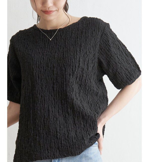 ikka「フクレ半袖プルオーバー」|その他|ブラック