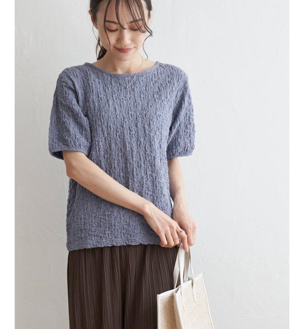 ikka「フクレ半袖プルオーバー」|その他|ブルー