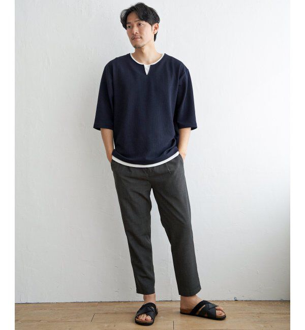 ikka「キーネックレイヤード7分袖Tシャツ」|Tシャツ・カットソー|