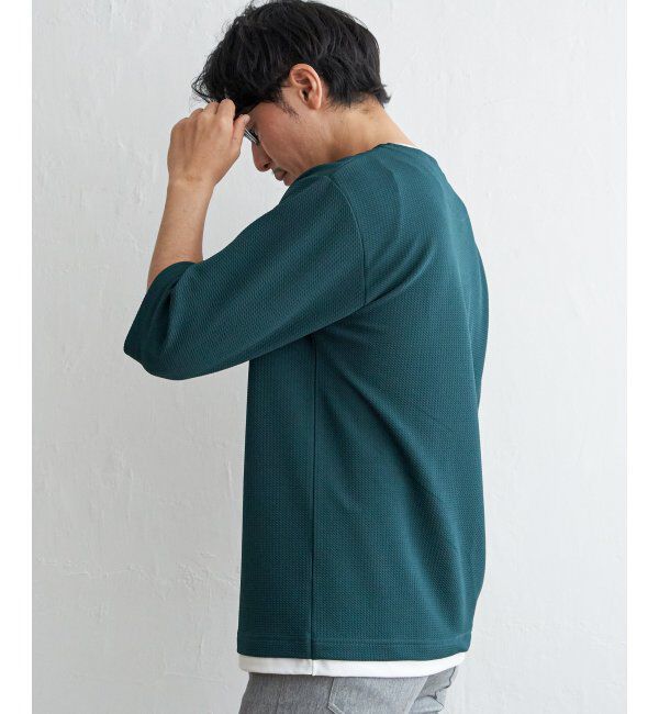 ikka「キーネックレイヤード7分袖Tシャツ」|Tシャツ・カットソー|