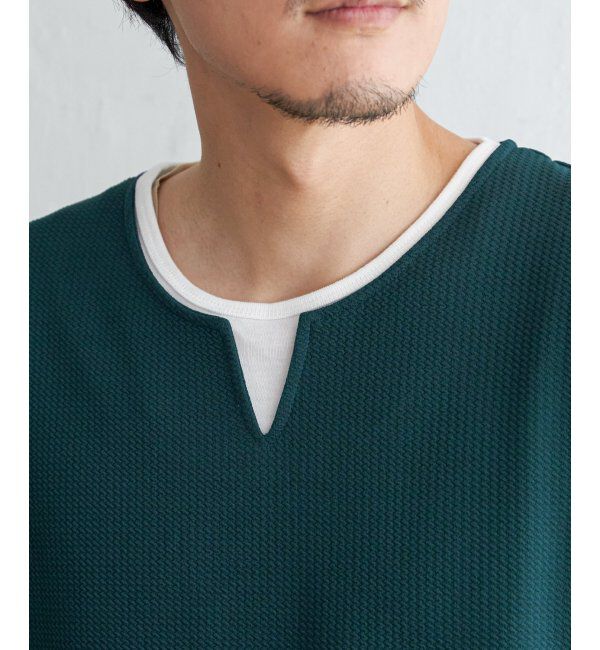 ikka「キーネックレイヤード7分袖Tシャツ」|Tシャツ・カットソー|