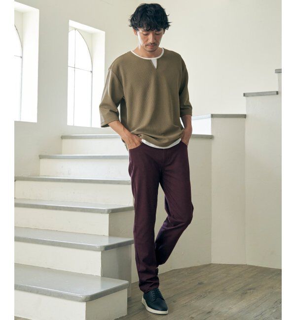 ikka「キーネックレイヤード7分袖Tシャツ」|Tシャツ・カットソー|