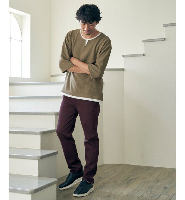 ikka「キーネックレイヤード7分袖Tシャツ」|Tシャツ・カットソー|