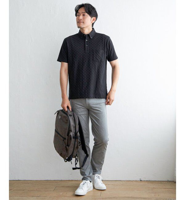 IKKA LOUNGE「リンクスジャカード市松ポロシャツ」|Tシャツ・カットソー|