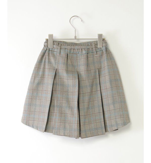ikka kids「ポンポン付きチェックタックキュロット（120~160cm）」|スカート|