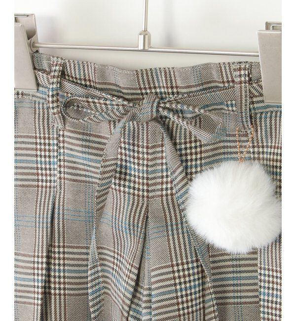 ikka kids「ポンポン付きチェックタックキュロット（120~160cm）」|スカート|
