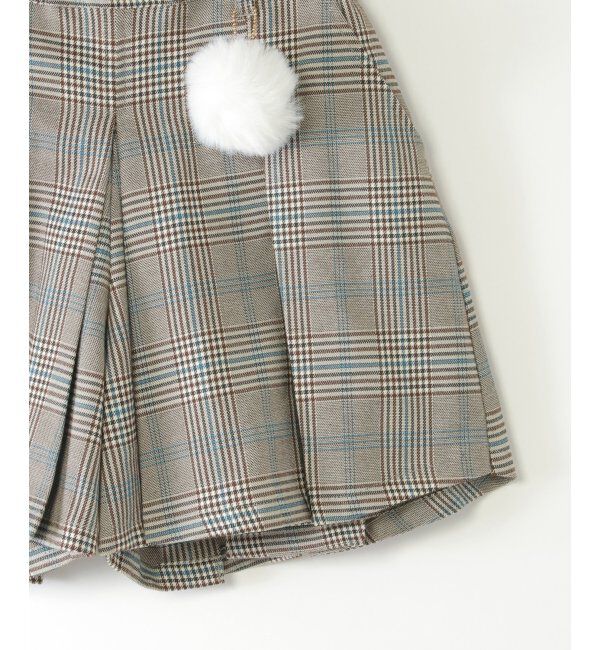 ikka kids「ポンポン付きチェックタックキュロット（120~160cm）」|スカート|