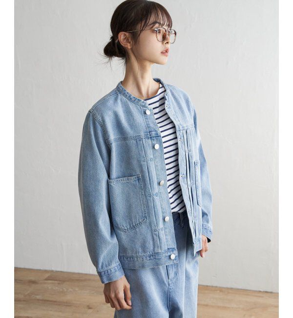 Lbc with Life「ＬＢＣデニムノーカラージャケット」|ブルゾン・スタジャン|