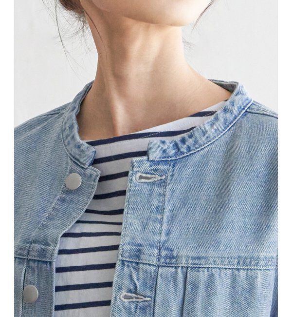 Lbc with Life「ＬＢＣデニムノーカラージャケット」|ブルゾン・スタジャン|