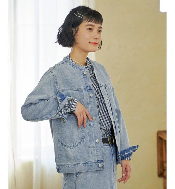 Lbc with Life「ＬＢＣデニムノーカラージャケット」|ブルゾン・スタジャン|