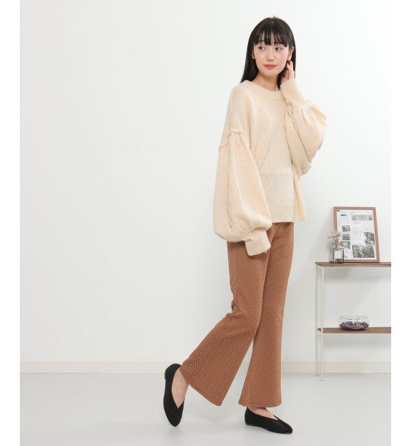 VENCE share style「ラメジャカードフレアパンツ」|デニム|