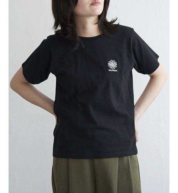 VENCE share style「天竺フラワー刺繍コンパクトTシャツ」|Tシャツ・カットソー|ブラック