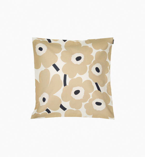 Marimekko「Pieni Unikko クッションカバー 50x50cm」|クッション・クッションカバー|ベージュ&times;ホワイト