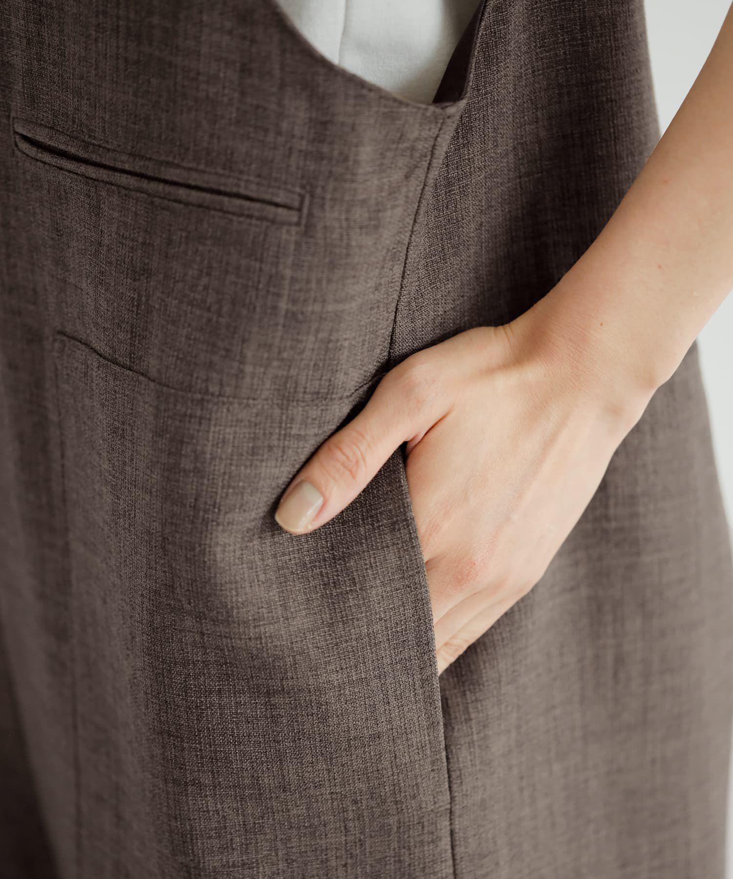 STYLE DELI「綾織り裾スリットサロペット」|オールインワン|