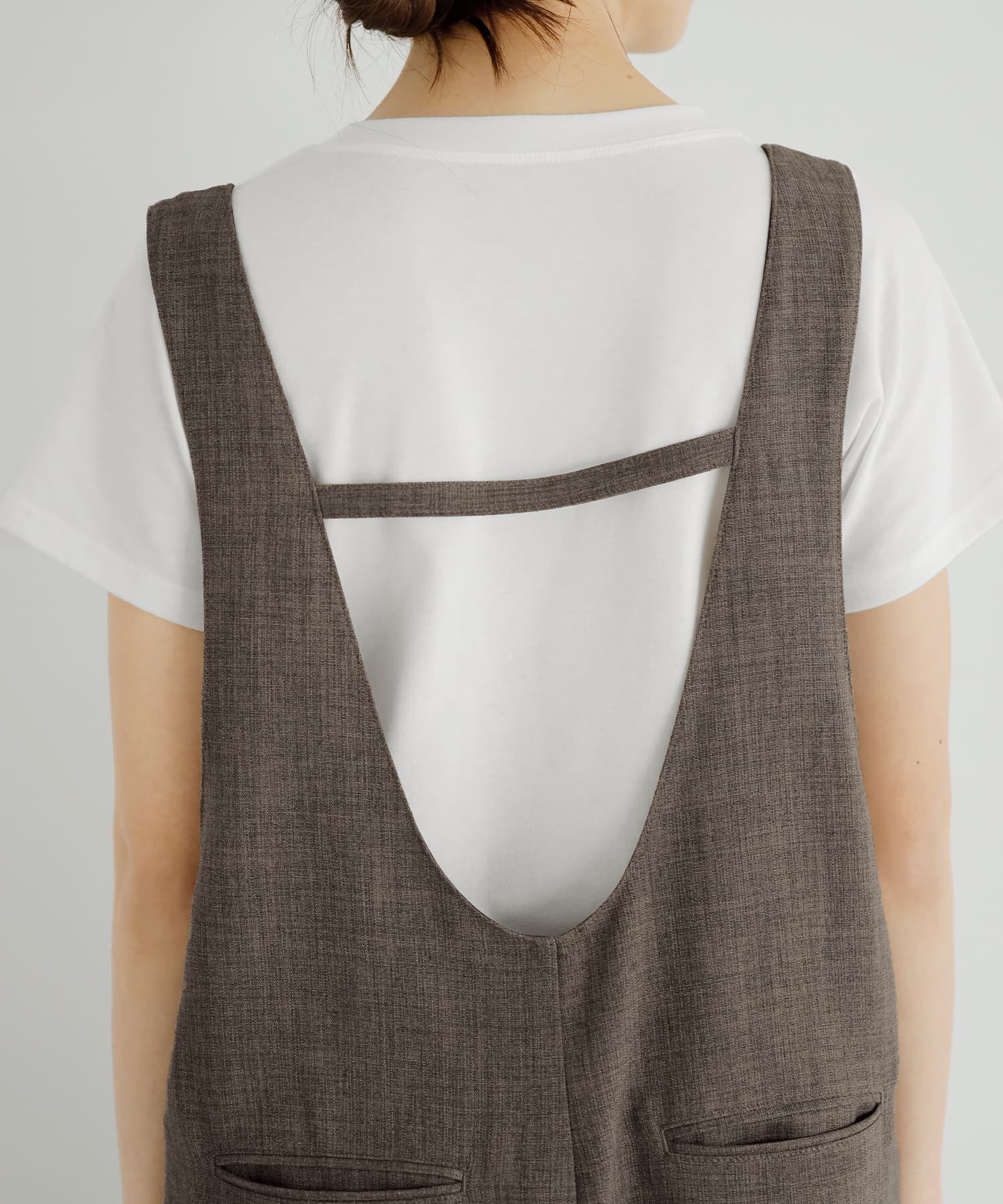 STYLE DELI「綾織り裾スリットサロペット」|オールインワン|